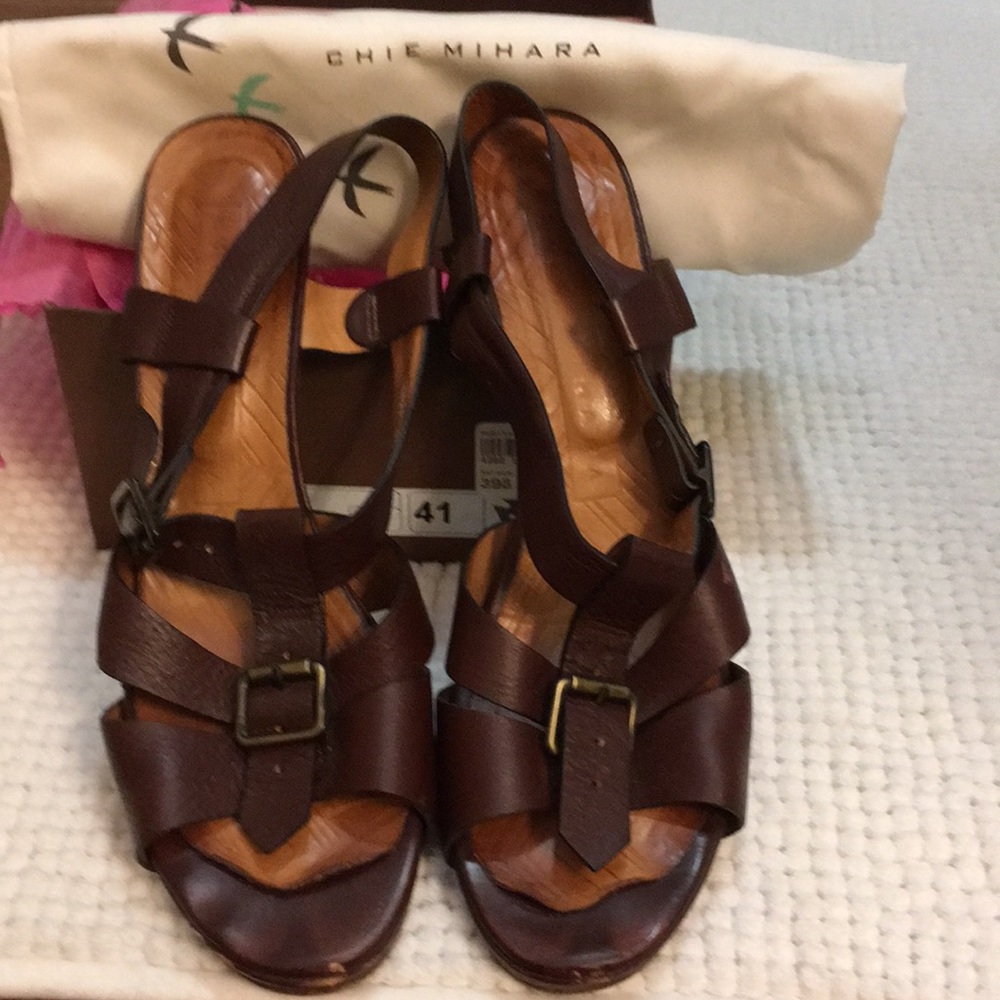 Chie Mihara Xeroco brown leather sandal size 41